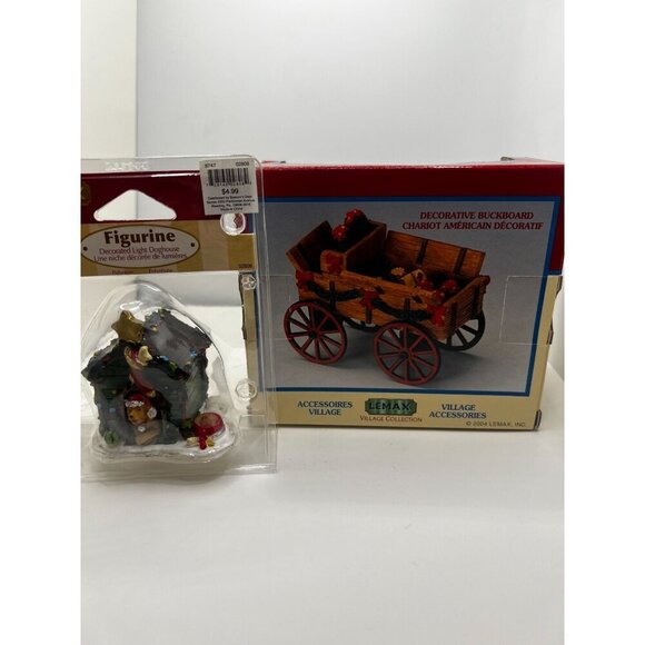 Lemax Village Collection Christmas Decorated Light Doghouse & Carriage Cart - Picture 5 of 5